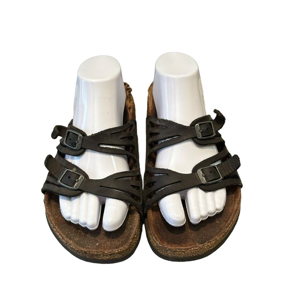 Birkenstock Womens Granada Soft Habana Black  Leather Sandals Size 40 US‎ 9